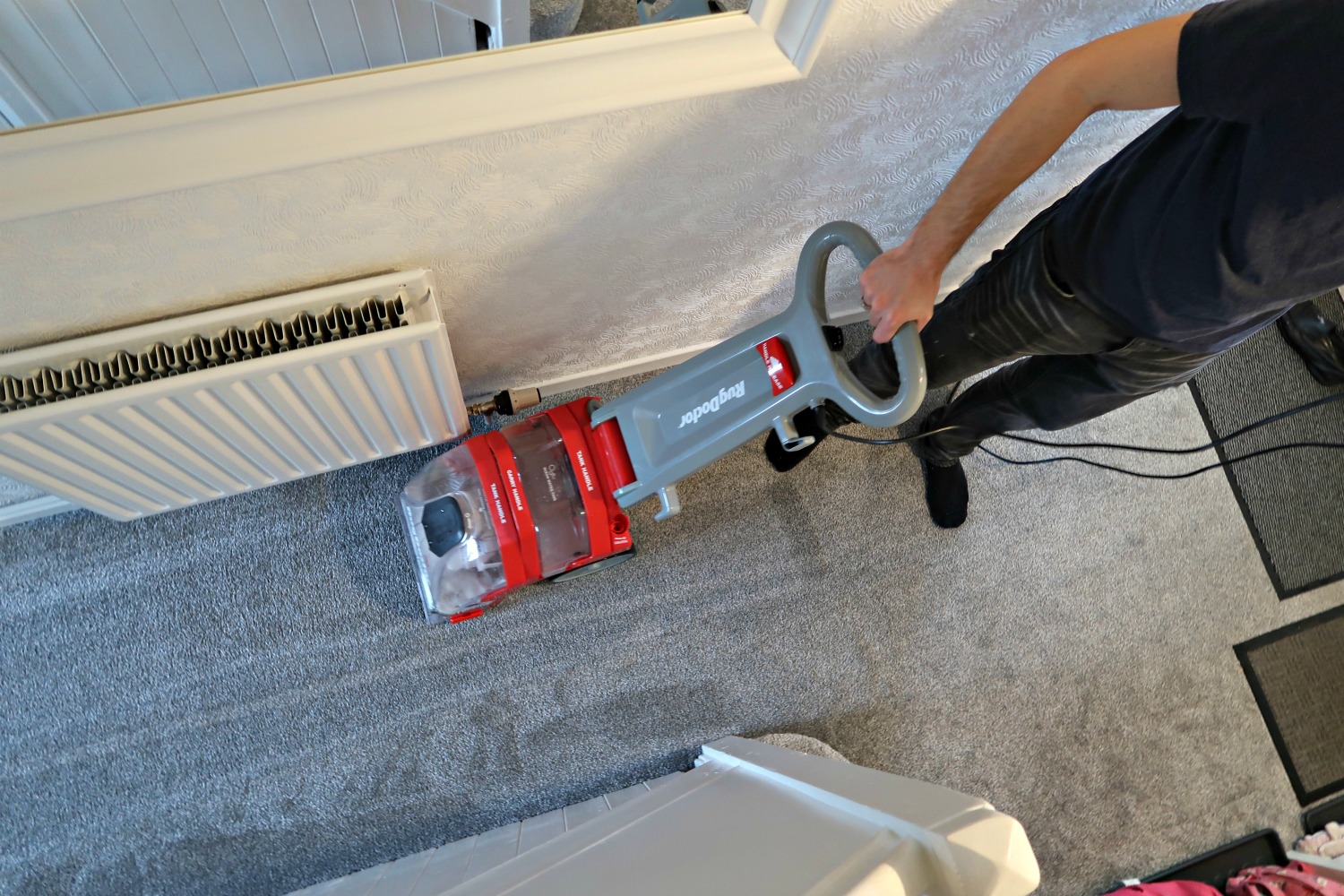 Rug-doctor-in-use Rug Doctor Deep Carpet Cleaner Review (Guest Blog by Life With Pink Princesses)