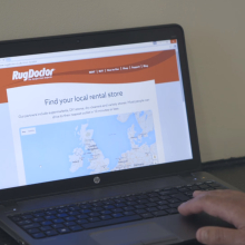 laptop showing rug doctor website