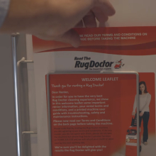 rug doctor welcome leaflet in locker