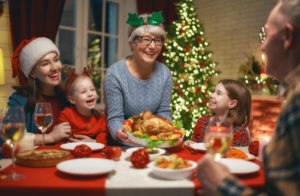 family celebrating Christmas